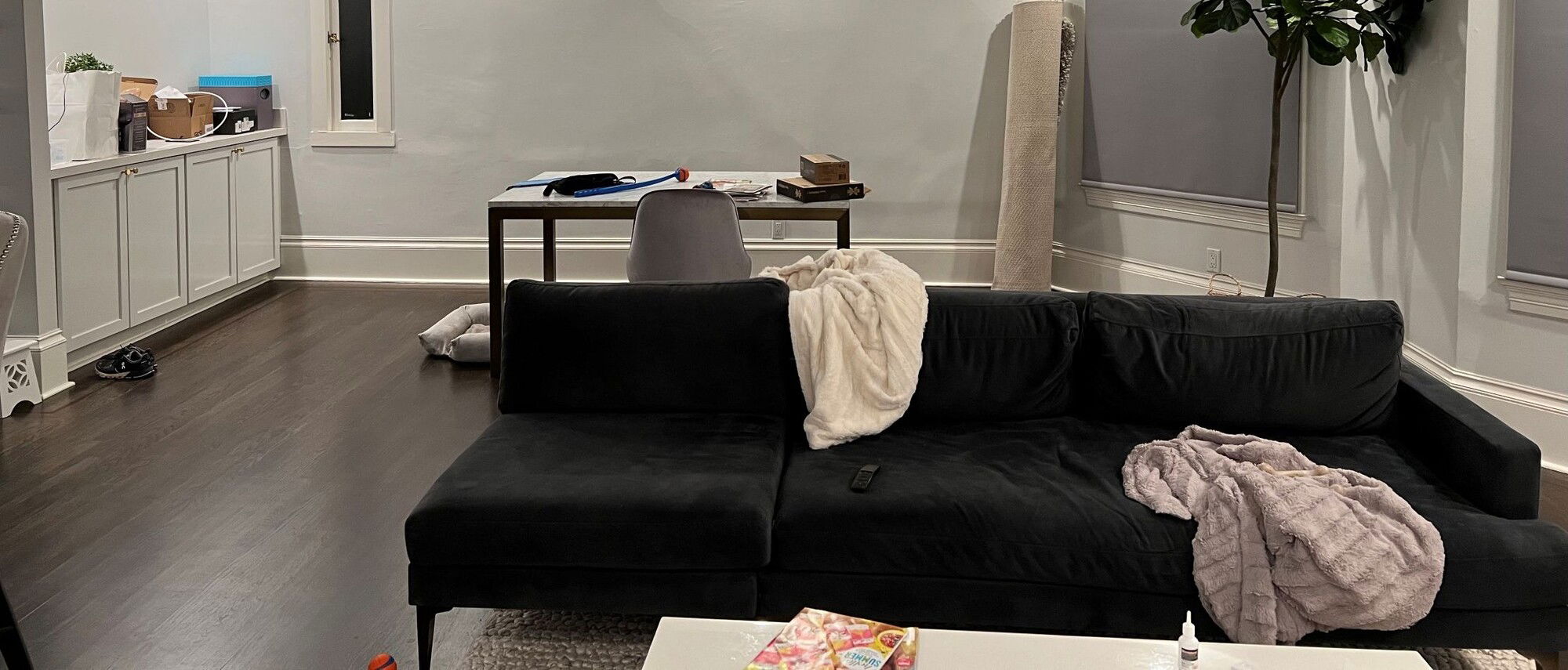 Cozy Rustic Modern Living & Dining Room- Before Photo