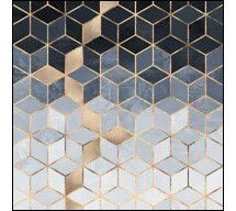 Online Designer Bedroom 'Soft Blue Cubes' by Elisabeth Fredriksson - Wrapped Canvas Graphic Art Print